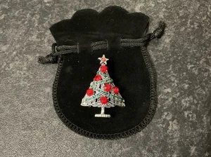 Christmas Tree Brooch Green Red Crystal Brooch Pin Vintage style Christmas Gift - Picture 1 of 4