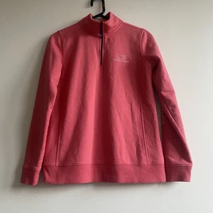 Vineyard Vines Women’s 1/4 Zip Pullover Sweatshirt XS Pink Whale Logo Fleece - Picture 1 of 15