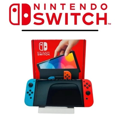 Nintendo Switch Usata 32GB Console Controller Joy-Con Blu Neon/Rosso e Accessor - Immagine 1 di 4