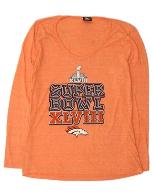 NFL Womens Denver Broncos Graphic Top Long Sleeve UK 16 Large Orange DC22 - Image 1 of 3