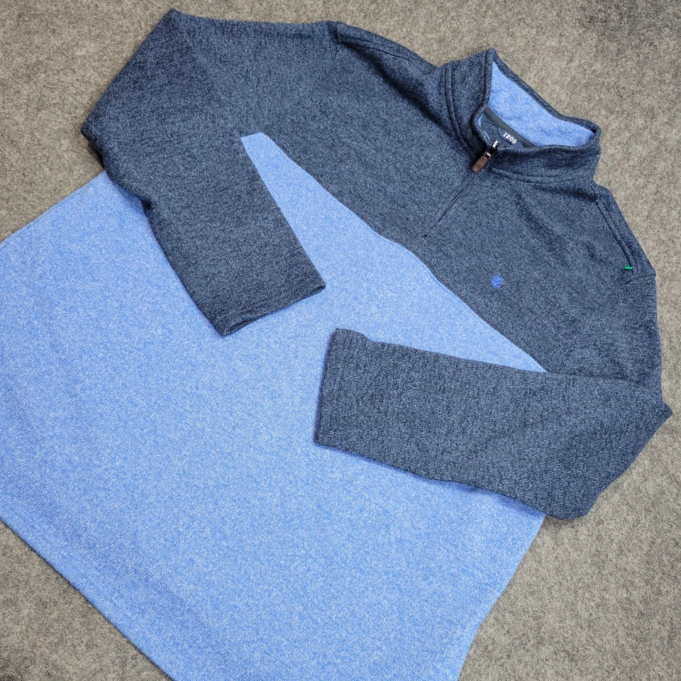 Izod Sweater Mens 2XLT Navy Blue Fleece Lined Knitted Mock Neck 1/4 Zip Pullover - Image 1 of 4
