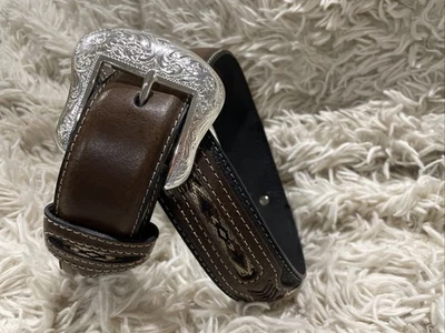 Cinturón occidental Nocona Top mano marrón y negro con superposición N2475701 para hombre talla 34 Foto 1 de 4