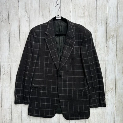 Armani Collezioni Blazer Mens 42L Gray Windowpane Cashmere Made in Italy 1C28D0 - Image 1 of 4