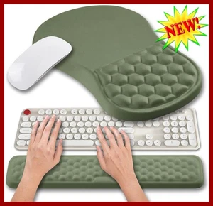 Ergonomic Gel Mouse Pad Wrist Rest Set Dark Green Carpal Tunnel Pain Support - Picture 1 of 6
