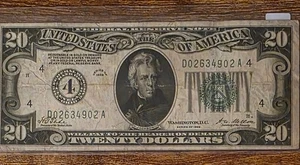 1928 $20 FRN CLEVELAND "4" Numerical District Seal, Redeemable In Gold - Picture 1 of 2