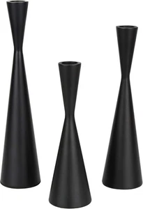 Vixdonos Taper Candlestick Holders Metal Candle Set of 3 Matte Black - Picture 1 of 8