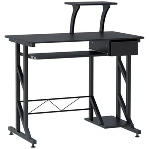 Computer Desk Quality Office Home PC Shelf Tray Wood Station Black HOMCOM - Picture 1 of 8