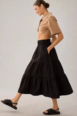 Maeve Anthropologie Women's XXS Black Cotton The Somerset Maxi Skirt - Image 1 of 4