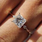 2.65Ct Princess Cut Lab Created Diamond Prong Wedding Ring 14K Yellow Gold Over
