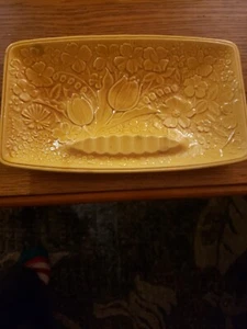 Vintage Ash Tray, Yellow, Floral - Picture 1 of 2