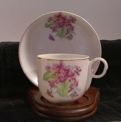 TAZA DE TÉ Y PLATILLO FLORES PINTADAS A MANO HECHO EN JAPÓN OCUPADO 1920 UCAGCO CHINA Foto 1 de 4