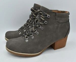 B.O.C By Born Womens Size 7 Alder Light Grey Nubuck PU Heeled Booties Boots - Picture 1 of 12