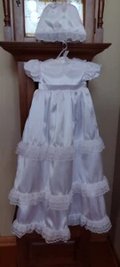 Baby Girl Satin lace Christening Blessing Gown Baptism Formal Dress - Picture 1 of 6