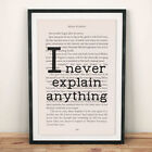 Mary Poppins Book Page Art  I Never Explain Anything Print Quote