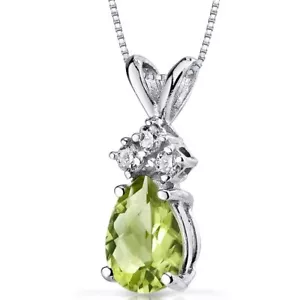 Peora 14K White Gold Pear Shape Peridot Pendant - Picture 1 of 5