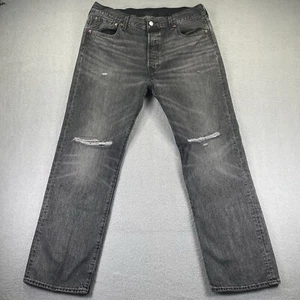 Levis 501 Jeans Mens 36x30 Gray Straight Leg Stretch Mid Rise Distressed Denim - Picture 1 of 15