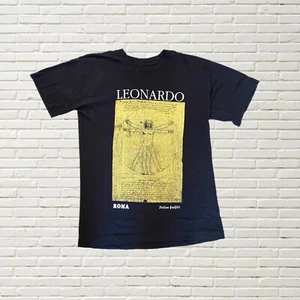 Vintage 90s Da Vinci Italy Vitruvian Man Art Tee T Shirt Size M/L - Picture 1 of 5