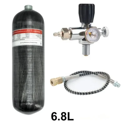 6.8L Carbon Fiber Cylinder HPA Tank Fill Station Regulator Scuba Diving 4500PSI - Image 1 of 4