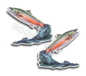 Pegatinas de vinilo de salmón PESCA NATURALEZA excelentes calcomanías de animales al aire libre c35007 2 piezas - Imagen 1 de 2