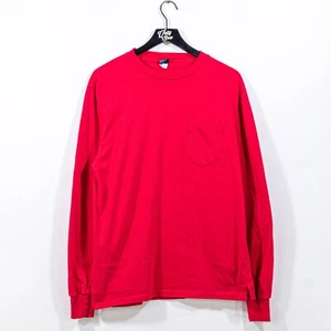 Lands End Blank Pocket T-Shirt Long Sleeve Single Stitch Made in USA Large VTG - Picture 1 of 8
