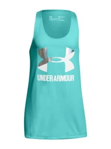 Under Armour Youths Junior Little Girls Big Logo Slash Vest Tank Top 1301883-425 - Picture 1 of 1