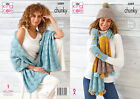King Cole Ladies Chunky Knitting Pattern Wrap Scarf Hand Warmers & Hat 5889