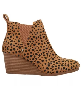 TOMS Kelsey Leopardo Pull On Cuña Botines Mujer Marrón Botas Informales Talla 8 Nuevas - Imagen 1 de 9