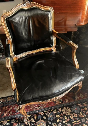 Arthur Pope Watson & The Chateau Austin - Loeblein Black Leather French Armchair Cover