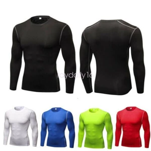 Sport Mens Under Base Layer Long Sleeve Compression Sports Tights T-shirts Top - Picture 1 of 16