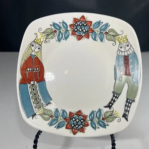 Figgjo Flint Saga 2 Dessert Plates, Turi Gramstad MCM Scandinavian Folk Art - Picture 1 of 12