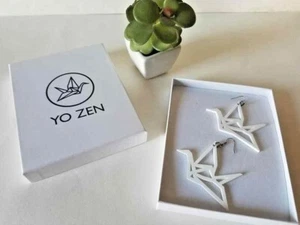 YO ZEN white Swan Earrings Finland Dangle - Bild 1 von 2