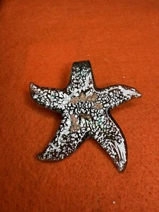 Handmade Glass Pendant Blue and Silver Starfish. - Imagen 1 de 3