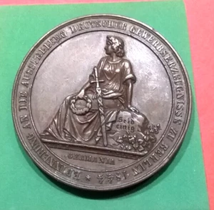 (pgasteelers1) 1844 Berlin Germany Industrial Expo. & Railroad Bz. medal 44mm π - Picture 1 of 5
