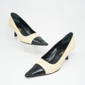 Chanel python leather pointed toe pumps in beige size 36.5 used Vintage - Picture 1 of 21