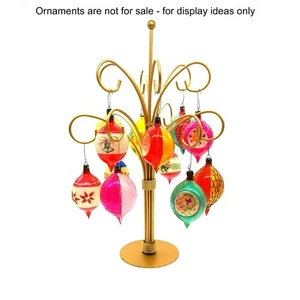 Vintage Gold Metall Ornament Baum Schmuck Display Ständer mit 12 Wirbel Ästen - Bild 1 von 12