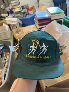 VTG 1996 Olympic Torch Relay Hat 100 Yr Atlanta Dad Cap Coca Cola Hanes NEW TAGS - Picture 1 of 7