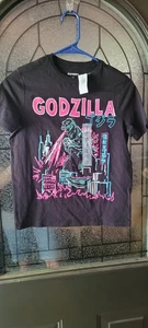 New Godzilla Urban Sketch Old Navy Kids Size Medium Black Cotton Monster Tee - Picture 1 of 3