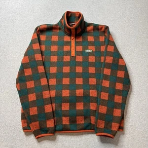 LL Bean Jacket Mens Large Orange Geometric Snap T Fleece Outdoors Hiking Adult - Picture 1 of 9