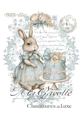 BÜGELBILD-Vintage-Shabby-Nostalgie-Ostern-Hase-3532 - Bild 1 von 2