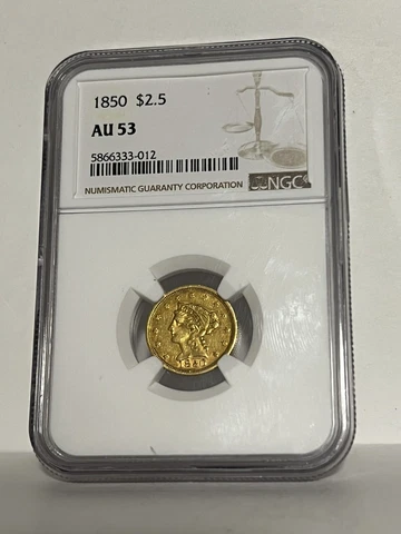 1850 $2.50 Liberty Head coin NGC AU53 Cover