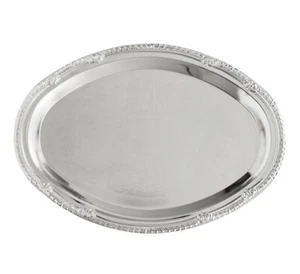 Oval Nickel Plated Serve Trays Platter Etched Design Wedding Party Event - Picture 1 of 2