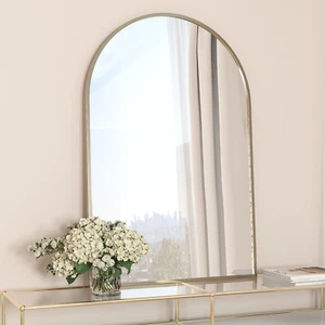Arched Wall Mounted Mirror, 24 X 36 Inch Gold Arch Mirror, Vanity Mirror for Wal - Picture 1 of 9