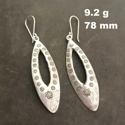 FINE SILVER EARRINGS VINTAGE CRAFT DANGLE ARTISAN 9g LONG HERRITAGE #E065 - Image 1 of 4