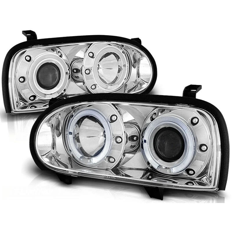 Faro proiettore Angel Eyes led cromato adatto per vw golf 3 iii dal 1991 al 1997 - Immagine 1 di 1