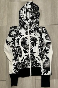 Lululemon Jacke Erwachsene 6 schwarz weiß Blumen durchgehender Reißverschluss Scuba Hoodie Stretch Damen - Bild 1 von 4