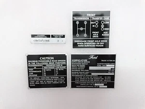 Dash Data Plate Aluminum Black Set Of 4 Fits Jeeps Willys Ford CJ2A CJ3A CJ3 - Bild 1 von 8