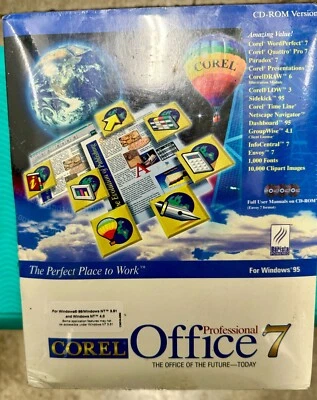 1996 VINTAGE Corel Office 7 Professional NEW IN BOX SEALED - Image 1 of 3