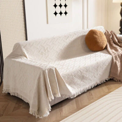 Funda protectora de muebles de sofá de 2/3 plazas de algodón y lino Foto 1 de 4