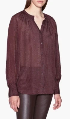 Camisa Equipment Corbette Granate Texturizada Seda Sin Cuello Abotonada, Talla S ¡NUEVA CON ETIQUETAS! Foto 1 de 4