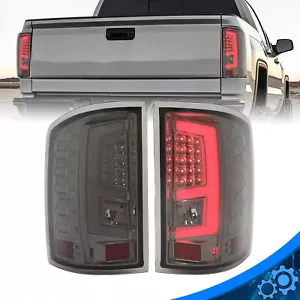 Pair Smoked LED Tail Lights Lamps For GMC Sierra 1500 2500HD 3500HD 2014-2018 - Picture 1 of 24